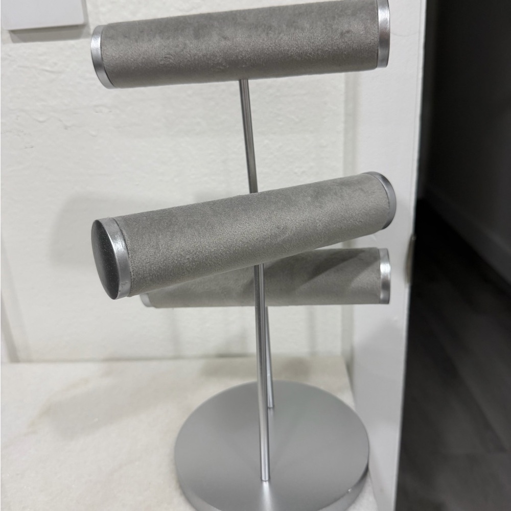 Gray and Silver Jewelry Stand